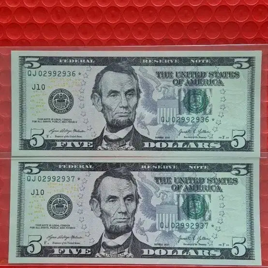 [BUNJANG] 5 Dollar Star Note Replacement Set - Consecutive Uncirculated Pair / 5달러 스타노트 (보충권)지폐 2장 연번 완전미사용