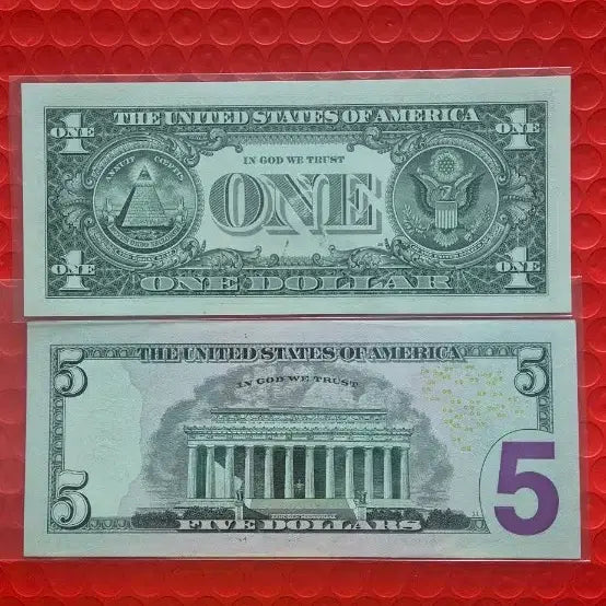 [BUNJANG] US Dollar 1 and 5 Bill Set / 1달러 5달러 지폐 세트 완전미사용