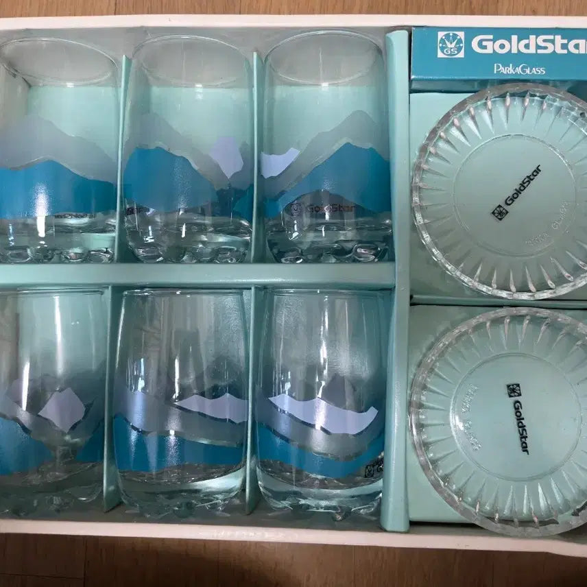[BUNJANG] Goldstar Glass Cup and Coaster Set / 미사용 금성 골드스타파카글라스 컵  컵받침 세트