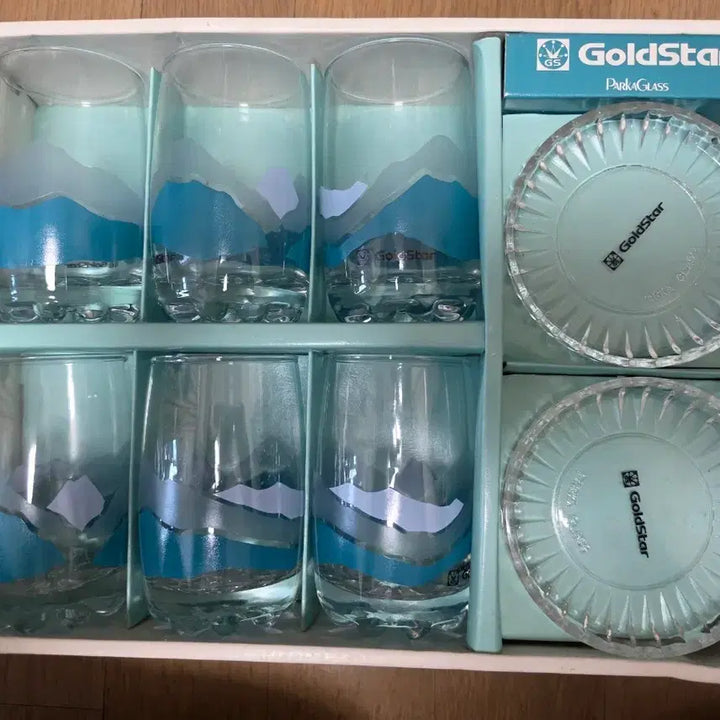 [BUNJANG] Goldstar Glass Cup and Coaster Set / 미사용 금성 골드스타파카글라스 컵  컵받침 세트