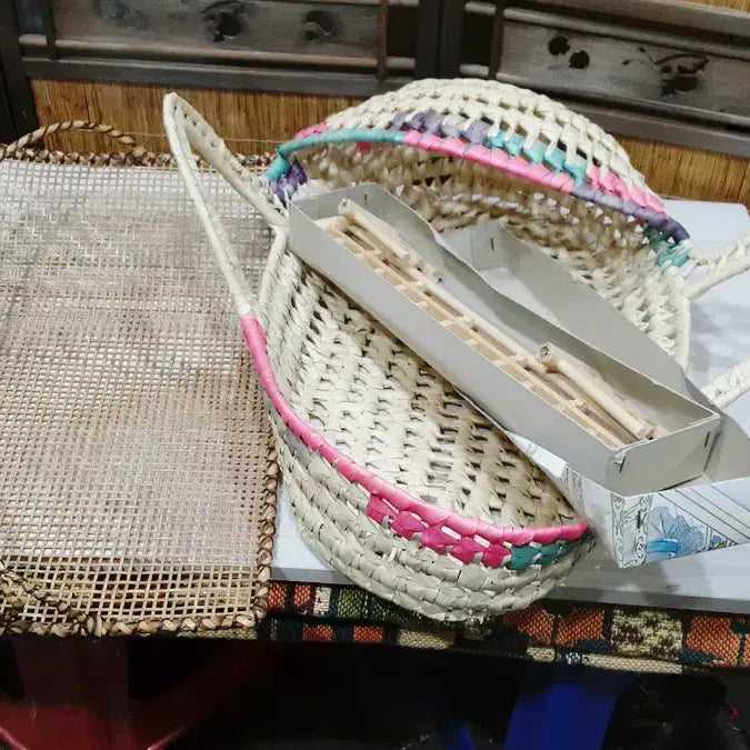 [BUNJANG] 1950s Woven Bamboo Basket Set (2) &amp; 1960s Decorative Railing / 일본 대바구니외 일괄