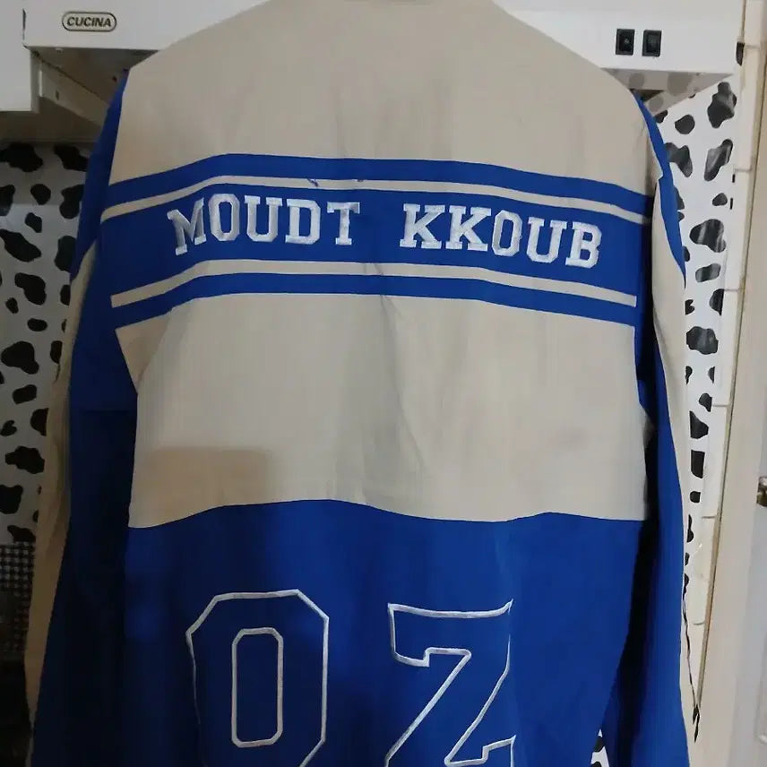 [BUNJANG] Blue/Ivory Color Block Racing Jumper / 블루/아이보리 배색 레이싱점퍼
