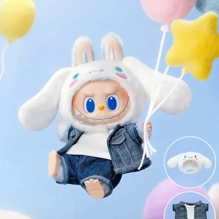 [BUNJANG] Labubu x Sanrio Cinnamoroll Collaboration Keyring / [정품] 라부부 X 산리오 시나모롤
