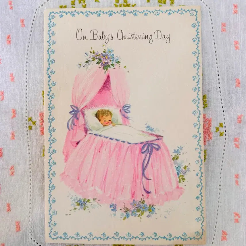 [BUNJANG] Vintage Baby Card Pink Cradle / 빈티지 베이비카드 핑크요람