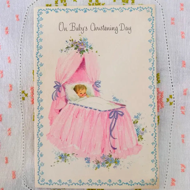 [BUNJANG] Vintage Baby Card Pink Cradle / 빈티지 베이비카드 핑크요람