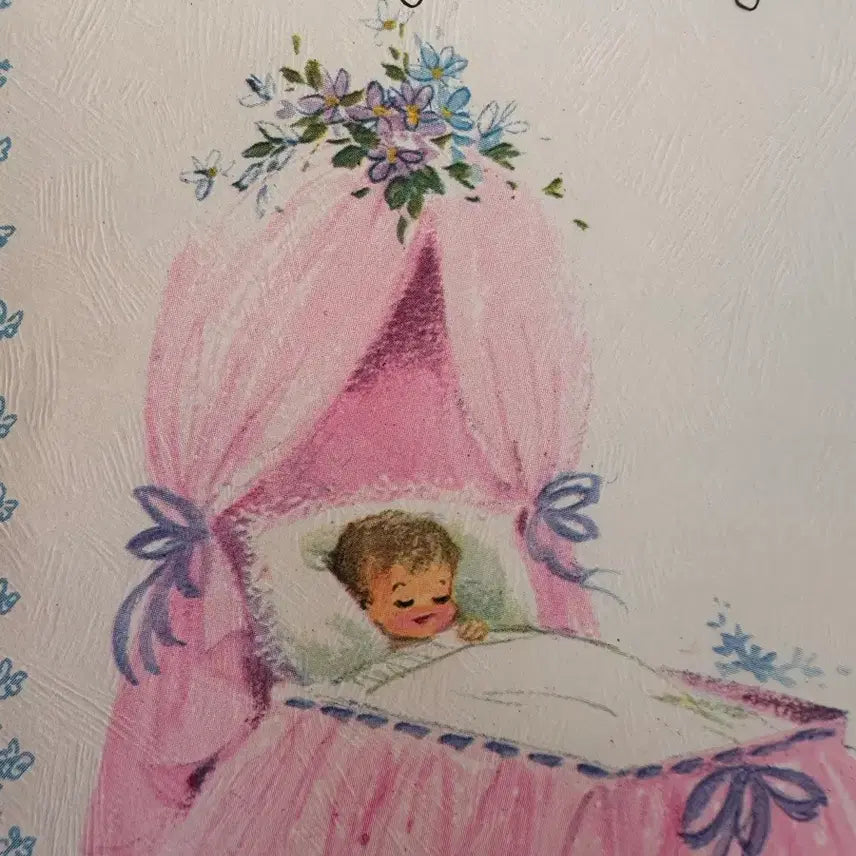 [BUNJANG] Vintage Baby Card Pink Cradle / 빈티지 베이비카드 핑크요람