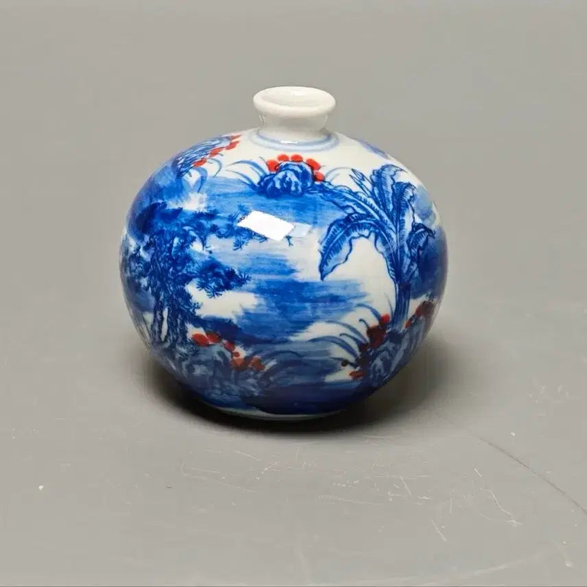 [BUNJANG] Qing Dynasty Blue and White Underglaze Red Porcelain Vase / 청말민국 청화진사 고사인물문 항아리형 소병 중국도자기 골동품