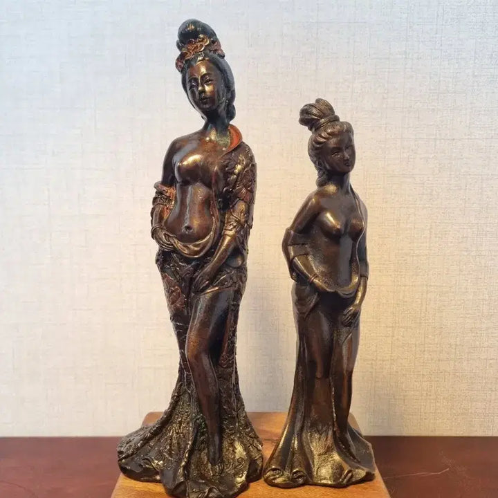 [BUNJANG] Bronze Statue Set of Chinese Beauties (Diao Chan) - 2 pcs / [동 브론즈 작품] 중국 절세 미녀 초선 동 조각상 2개 일괄