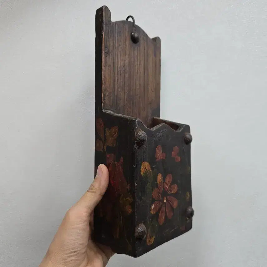 [BUNJANG] Wooden Floral Wall Hanging Goblet Antique / 나무 꽃 그림 벽걸이 고비 골동품