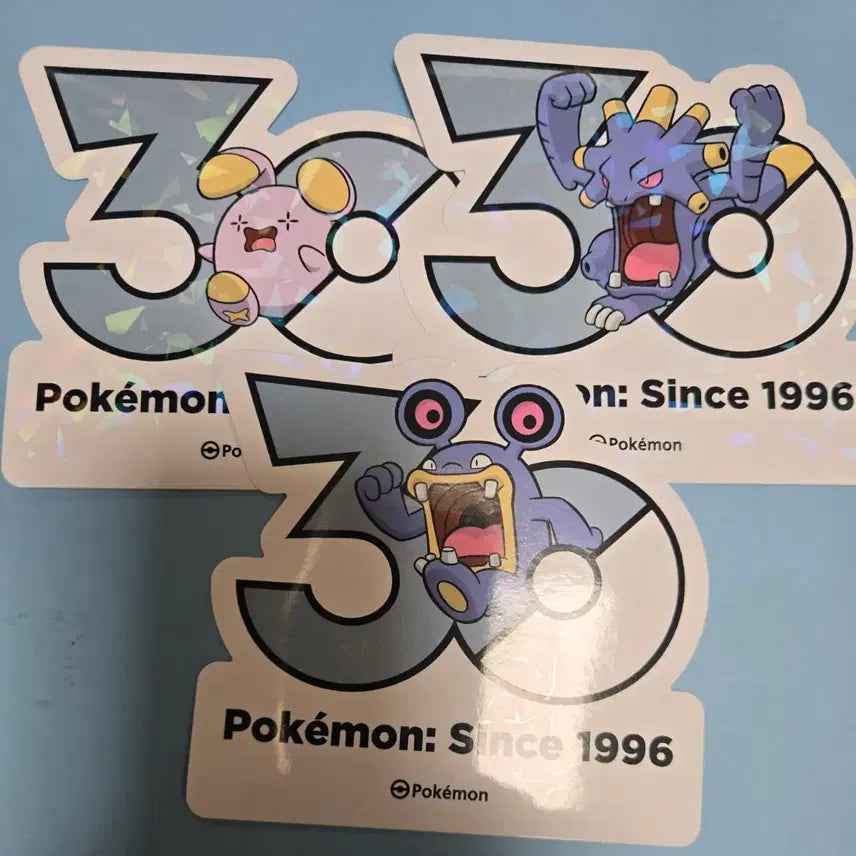 [BUNJANG] Pokemon 30th Anniversary Logo Sticker Set - Drampa, Turtonator, Noivern / 포켓몬 30주년 로고 스티커 소곤룡 노공룡 폭음룡
