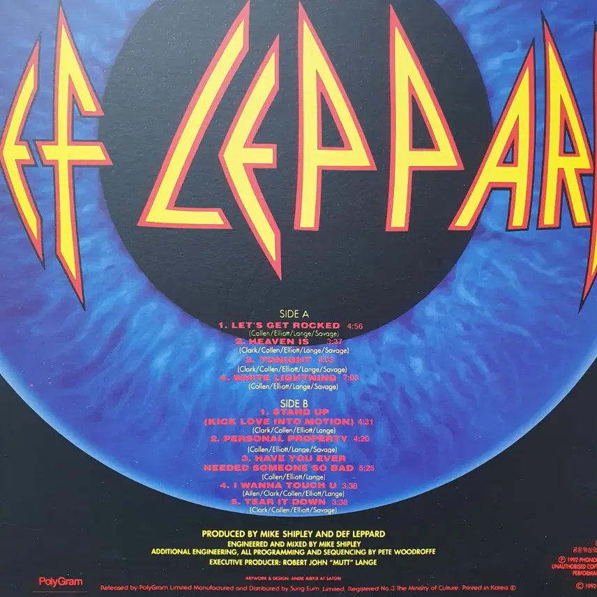 [BUNJANG] Def Leppard Adrenalize LP Vinyl 1992 / 데프 레파드 Adrenalize LP 1992