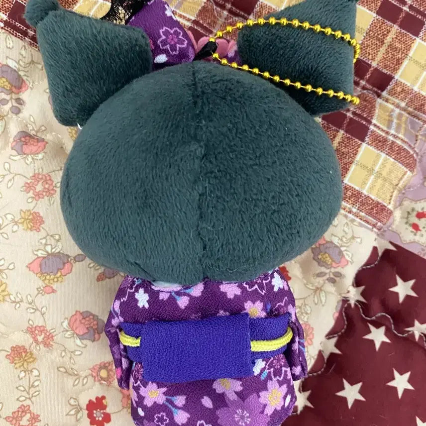 [BUNJANG] Kuromi Doll Kimono Keychain / 쿠로미 인형 꽃무늬 기모노 키링