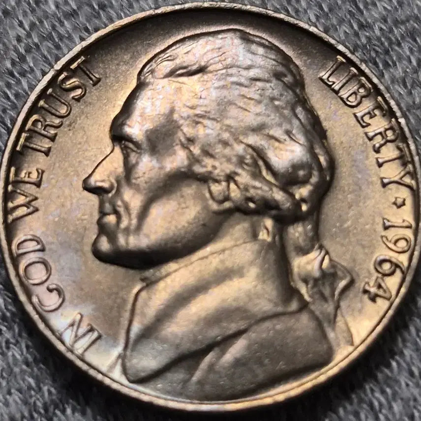 [BUNJANG] 1964 United States Jefferson Nickel 5 Cents Full Step Uncirculated Coin / 1964년 p미국 제퍼슨 5센트. 풀스텝  (완전미사용)주화
