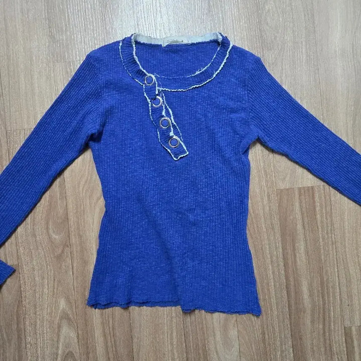 [BUNJANG] Long Sleeve T-Shirt - Blue - Size 55 / 긴팔 티셔츠 55  신축성