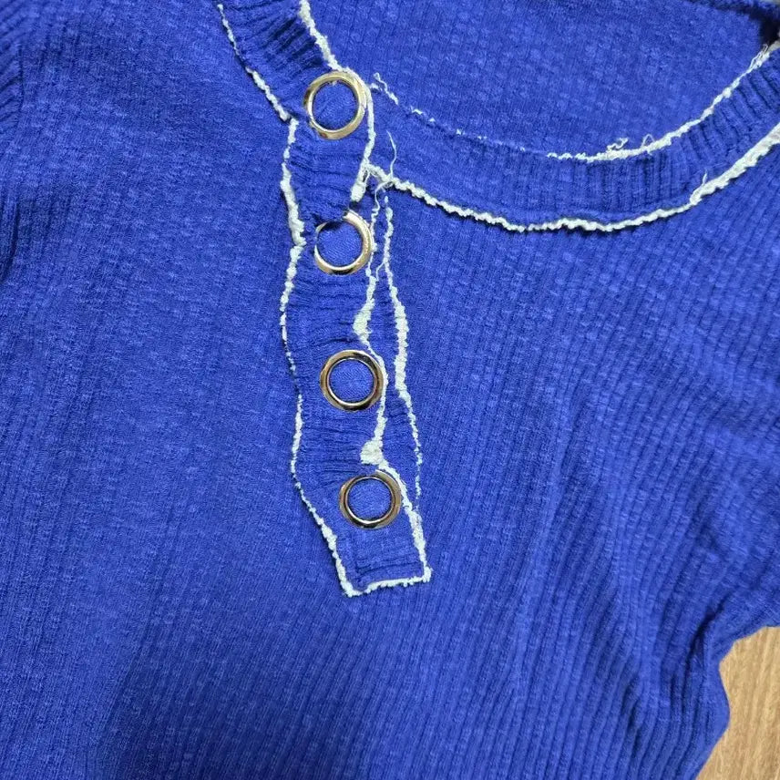 [BUNJANG] Long Sleeve T-Shirt - Blue - Size 55 / 긴팔 티셔츠 55  신축성