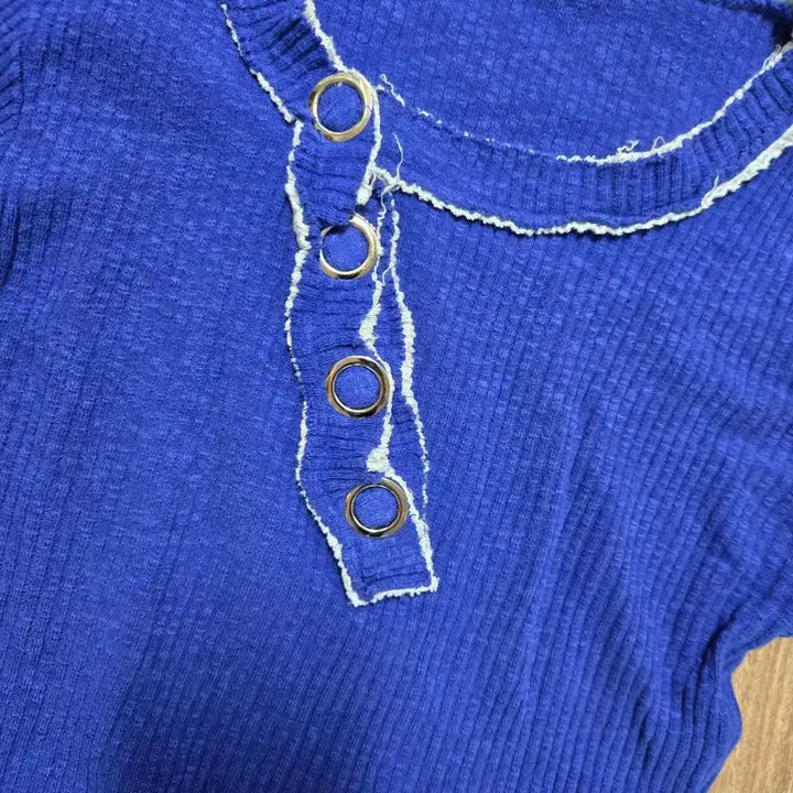 [BUNJANG] Long Sleeve T-Shirt - Blue - Size 55 / 긴팔 티셔츠 55  신축성