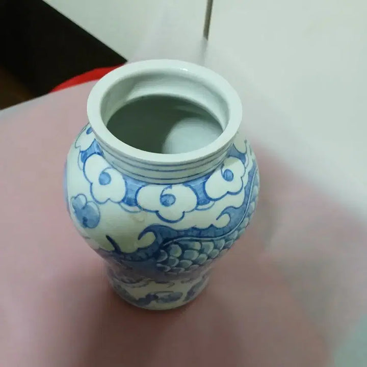 [BUNJANG] Korean White Porcelain Vase with Dragon Motif (Post-Liberation Era) / 청화 백자
