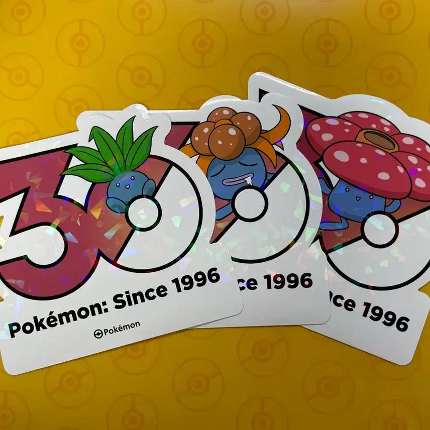 [BUNJANG] Pokemon 30th Anniversary Logo Sticker Set - Gloom, Vileplume, Bellossom / 포켓몬 30주년 로고 스티커 뚜벅쵸, 냄새꼬, 라플레시아 세트 판매