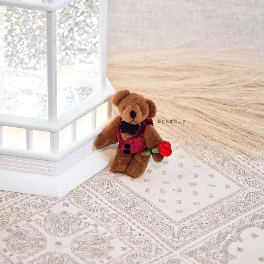 [BUNJANG] Vintage Rose Miniature Teddy Bear Figurine / 빈티지 러스 미니어처 테디베어 곰돌이 소품 장식 인테리어 수집 로즈
