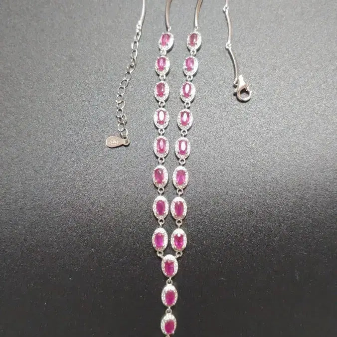 [BUNJANG] Natural Ruby 14K White Gold Plated Necklace / 천연 루비 목걸이 14k WG 도금
