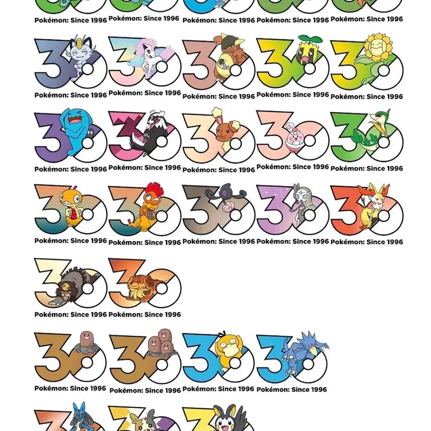 [BUNJANG] Pokemon 30th Anniversary Logo Stickers - Assorted Characters / 포켓몬 30주년 로고 스티커 루카리오 에몽가 모르페코 등