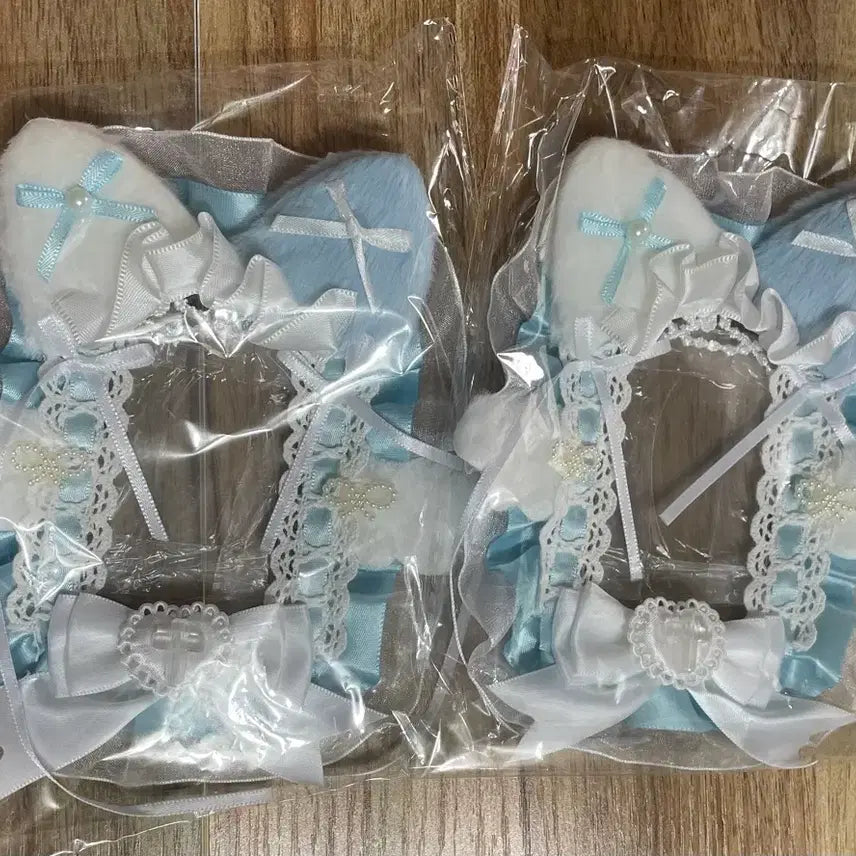 [BUNJANG] Handmade Ribbon Lace Cat Angel Card Holder / 리본 레이스 탑꾸 포카홀더 탑로더 별 수제 하늘 블루 날개 고양이 천사