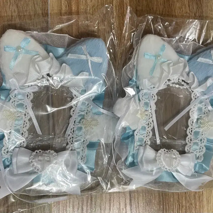 [BUNJANG] Handmade Ribbon Lace Cat Angel Card Holder / 리본 레이스 탑꾸 포카홀더 탑로더 별 수제 하늘 블루 날개 고양이 천사