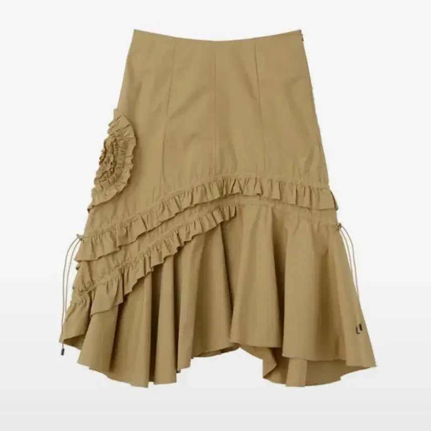 [BUNJANG] Sculptor Cotton Flower Frill Skirt Beige S / 스컬프터 코튼 플라워 프릴 스커트 베이지 s