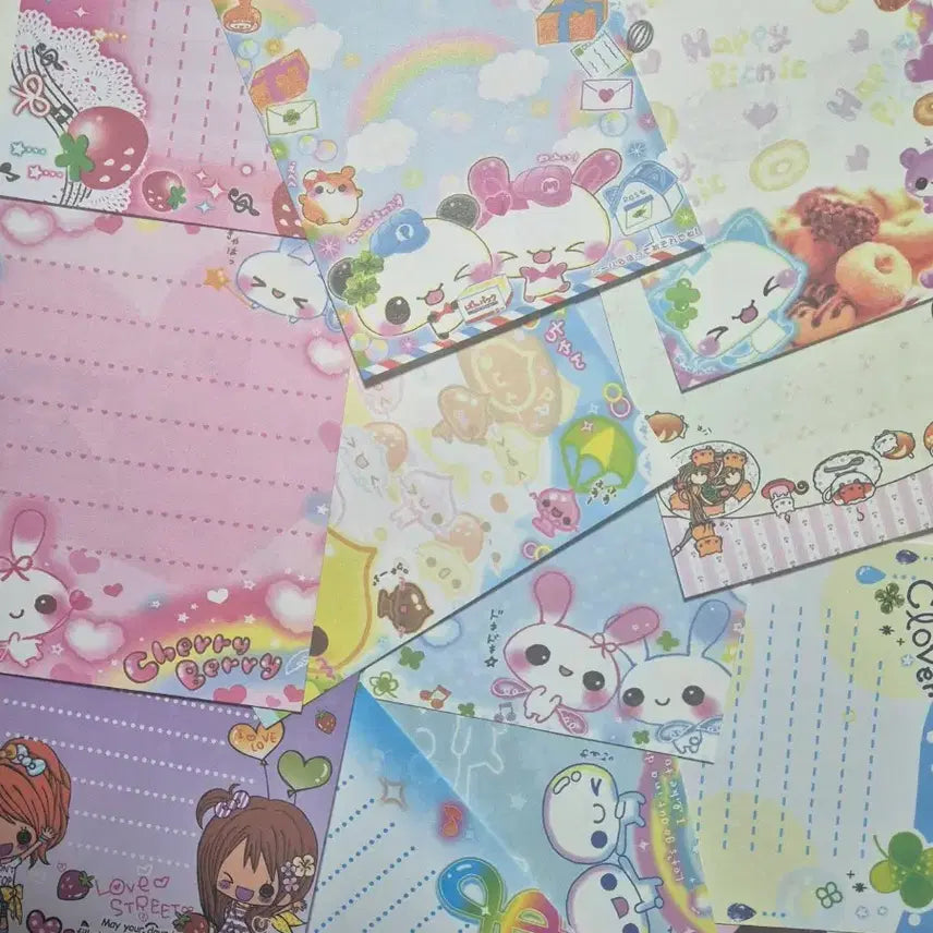 [BUNJANG] Retro Fuwa Fuwa Panda Rabbit Clover Memo Pad (Series 4) / 헤이세이 고전 느낌 레트로 후와후와 판다 토끼 소녀 클로버메모지 4탄!