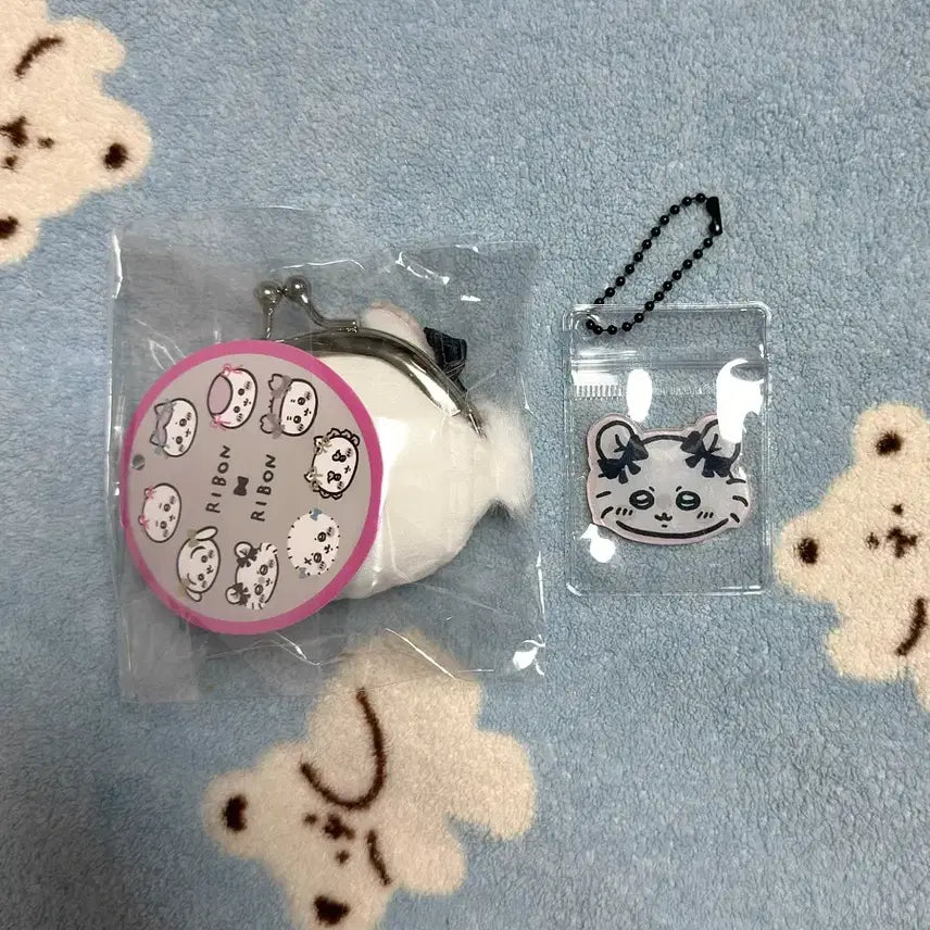 [BUNJANG] Balletcore Ribbon Momonga Coin Purse &amp; Acrylic Keyring Set / 발레코어 리본 모몽가 동전지갑&amp;아크릴 키링 세트