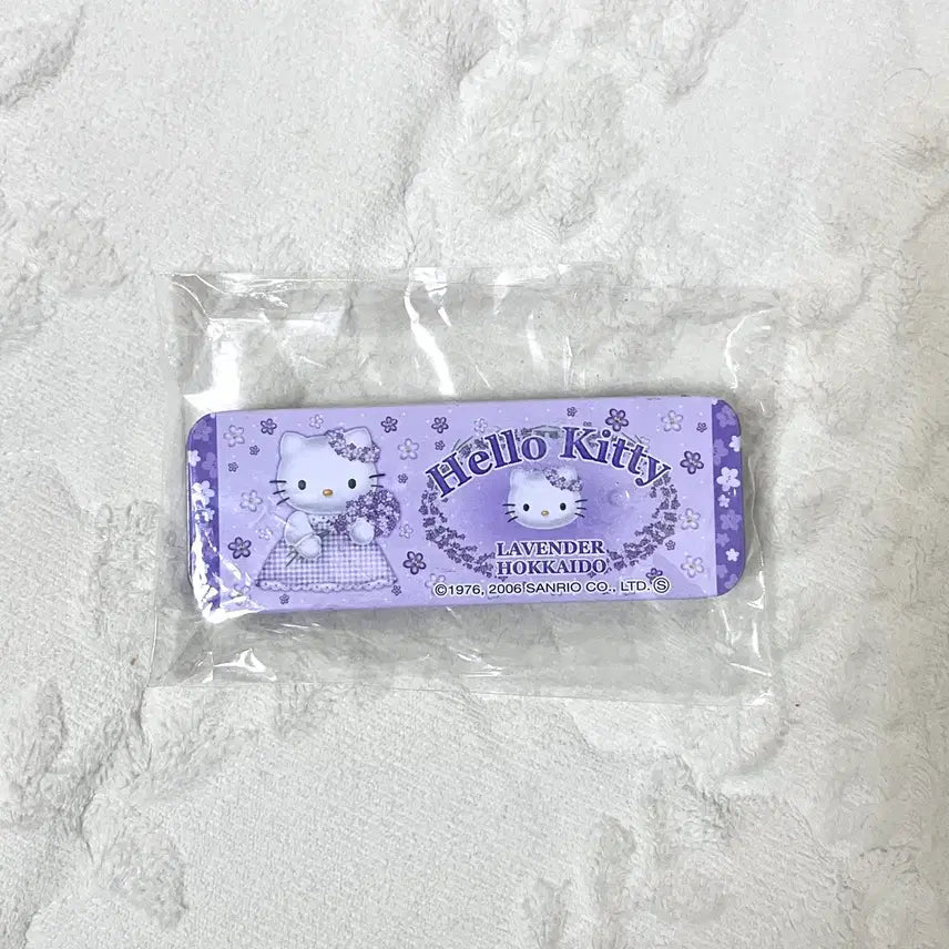 [BUNJANG] Vintage Hokkaido Lavender Hello Kitty Tin Case &amp; Band Set / 고전 빈티지 훗카이도 라벤더 헬로키티 틴케이스 밴드 세트