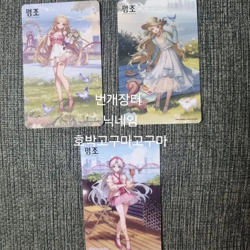 [BUNJANG] Myongjo PVC Photocard Bundle Set (Febi, Carlotta, Carthicia) / 명조 pvc 카드 3종일괄 페비 카를로타 카르티시아 포토카드 굿즈