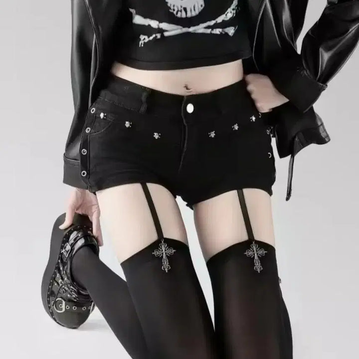 [BUNJANG] Goth Gothic Cross Design Cosplay Stockings / [새상품/*바로발송*] 서브컬처 고스 고딕 지뢰계 멘헤라 코스프레 스타킹