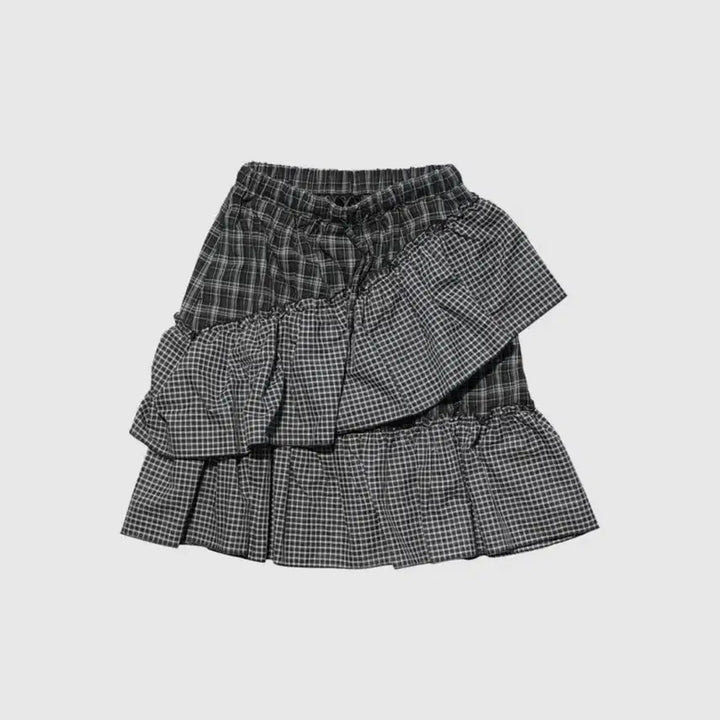 [BUNJANG] In N Yang In Harmony Frill Check Skirt / 인앤양인하모니 프릴 체크 스커트