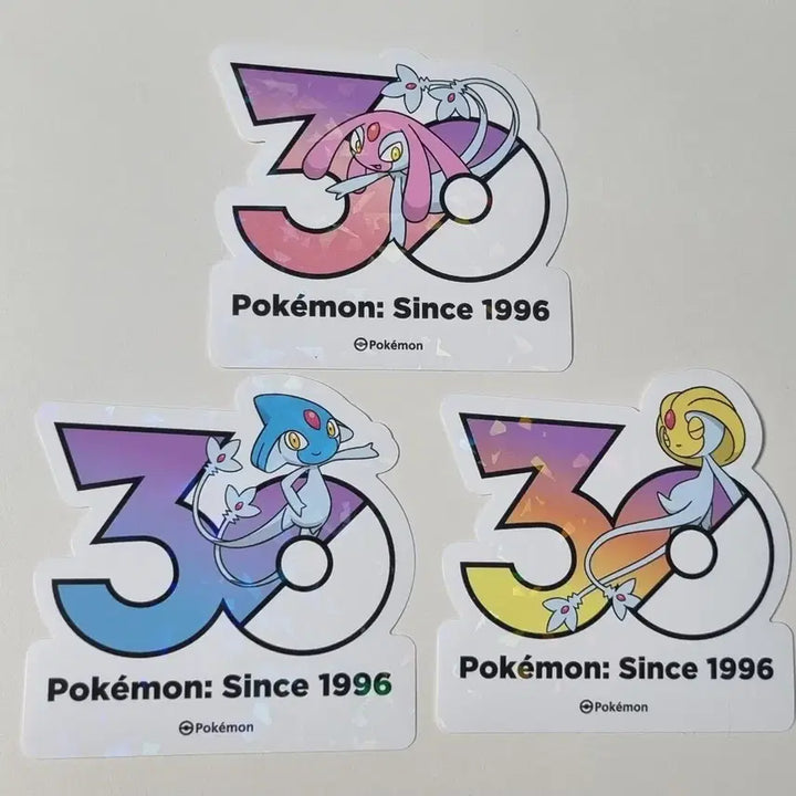 [BUNJANG] Pokemon 30th Anniversary Logo Sticker Set (Azelf, Mesprit, Uxie) / 포켓몬 30주년 기념 로고 스티커 해파리 삼종