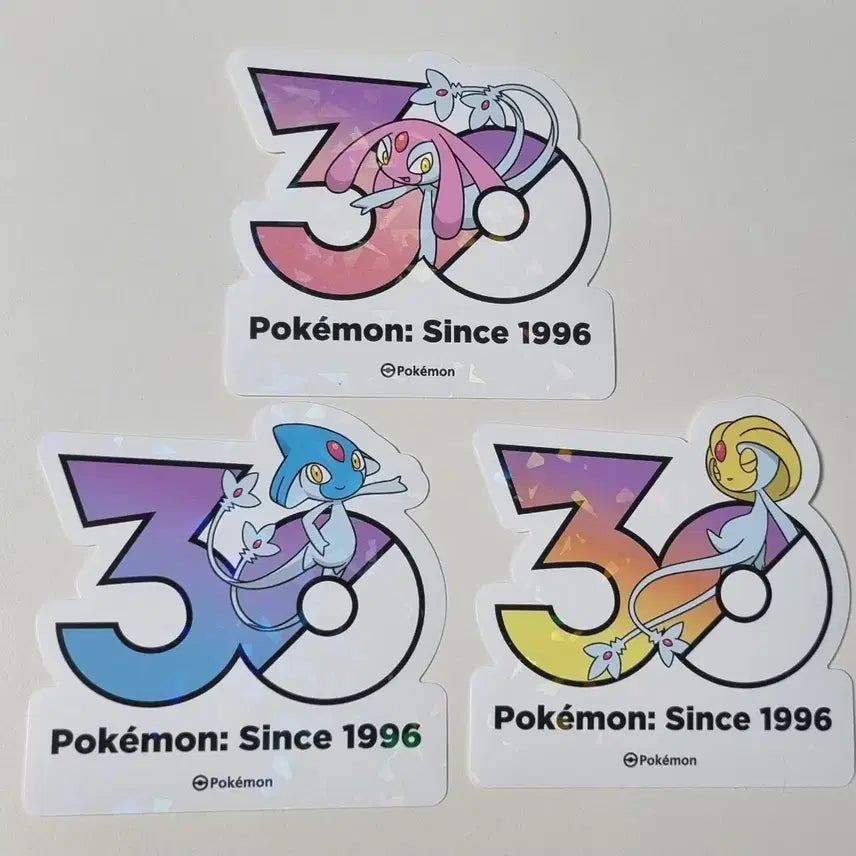 [BUNJANG] Pokemon 30th Anniversary Logo Sticker Set (Azelf, Mesprit, Uxie) / 포켓몬 30주년 기념 로고 스티커 해파리 삼종