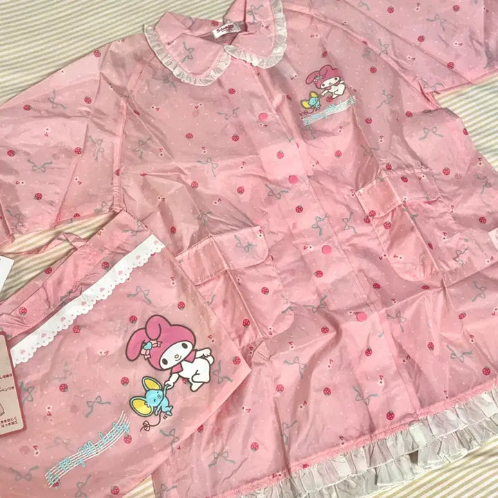 [BUNJANG] Vintage My Melody Raincoat Bag Pouch Set / 고전 마이멜로디 우비 가방 파우치 세트