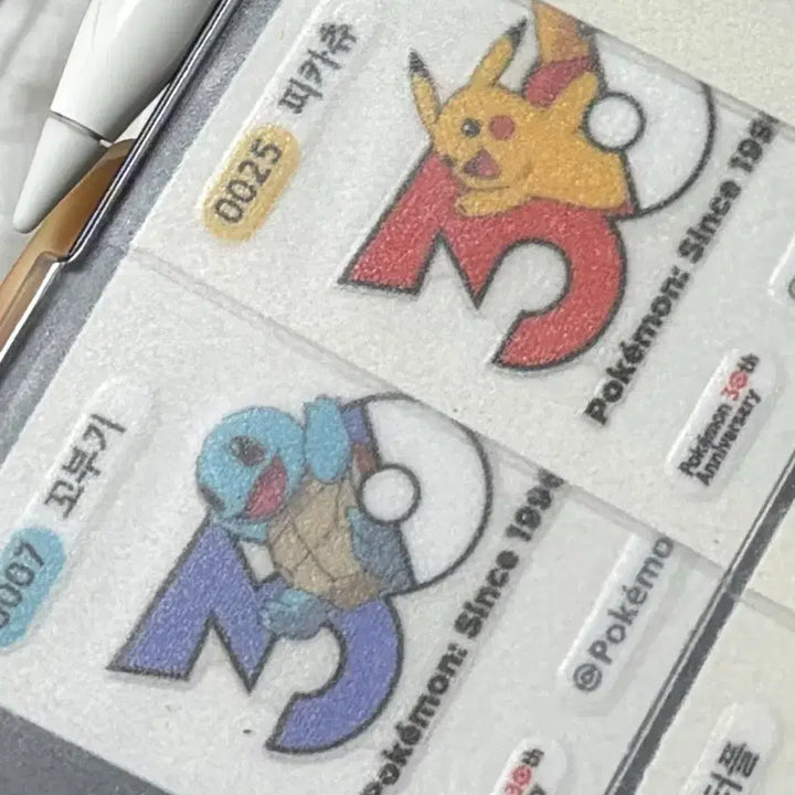 [BUNJANG] Pokemon 30th Anniversary Sticker Set Pikachu &amp; Squirtle / 포켓몬스터 30주년 띠부씰 시즌5 로고 피카츄 꼬부기