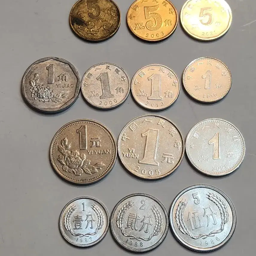 [BUNJANG] Chinese Renminbi Coins 13-Piece Bundle Set / 외국동전, 중국 인민폐 동전 13점 일괄