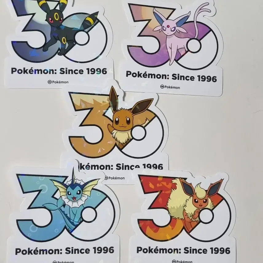 [BUNJANG] Pokemon 30th Anniversary Eeveelutions 5-Piece Sticker Set / 포켓몬 30주년 기념 로고 스티커 이브이즈 5종