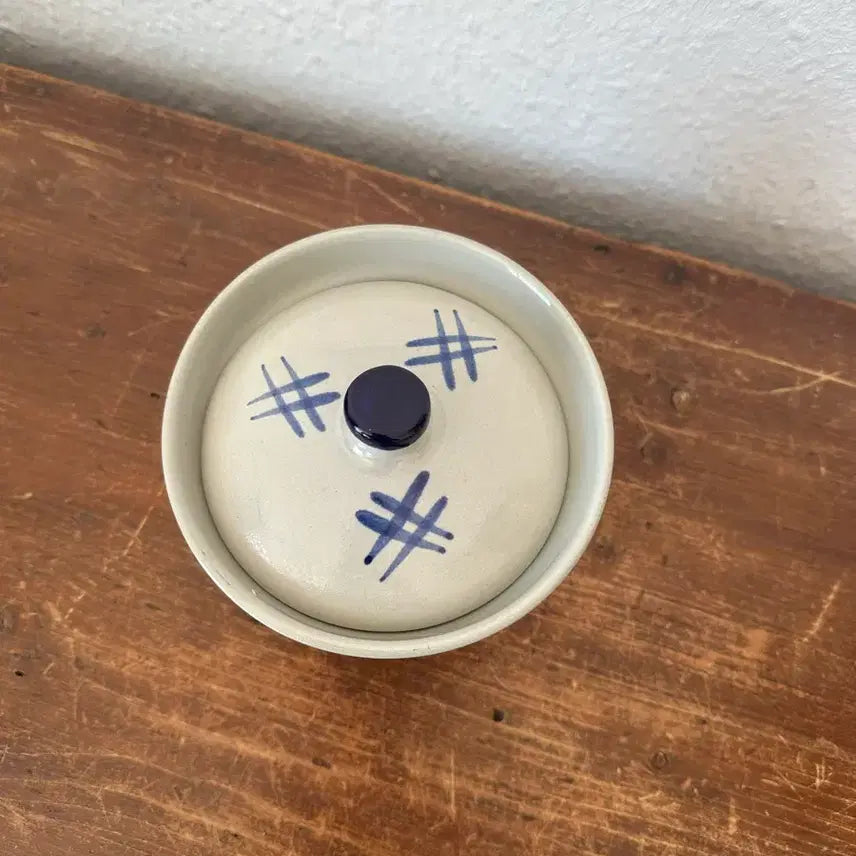 [BUNJANG] German Vintage Blue Stoneware Jar Handmade / 독일)빈티지 블루 스톤웨어 단지(핸드메이드)