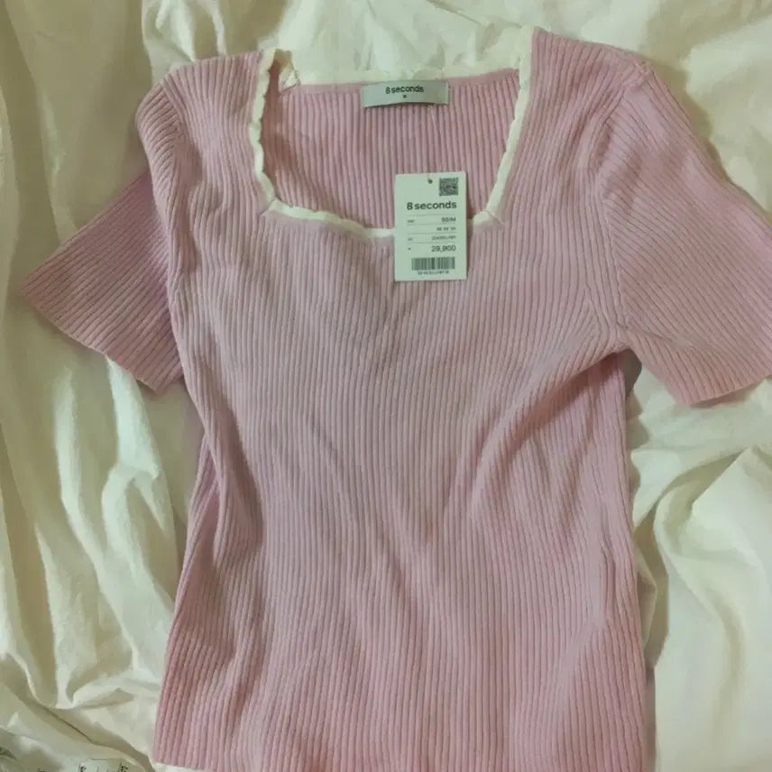 [BUNJANG] 8seconds Jennie-Inspired Ribbed Cotton Blend T-Shirt / 제니깔 핀터깔 에잇세컨즈 티