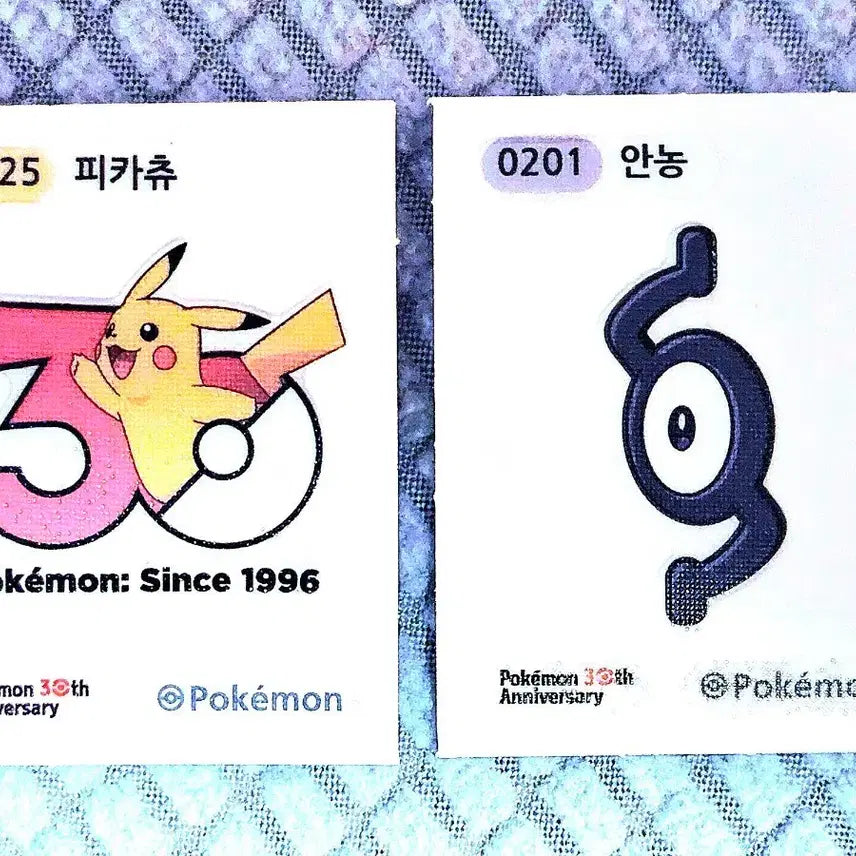 [BUNJANG] Pokemon 30th Anniversary Pikachu &amp; Unown Sticker Bundle Set / 포켓몬 30주년 기념 피카츄 안농 띠부씰 스티커 일괄