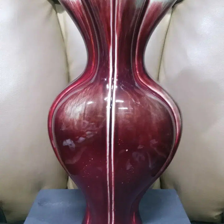 [BUNJANG] Qing Dynasty Liangyao Hong Peach Blossom Vase / 청나라.기물/량요홍.해당화.기형/화병