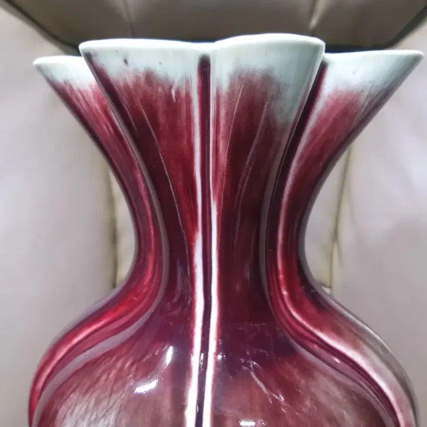 [BUNJANG] Qing Dynasty Liangyao Hong Peach Blossom Vase / 청나라.기물/량요홍.해당화.기형/화병