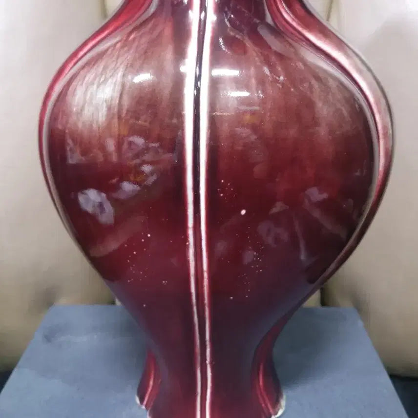 [BUNJANG] Qing Dynasty Liangyao Hong Peach Blossom Vase / 청나라.기물/량요홍.해당화.기형/화병