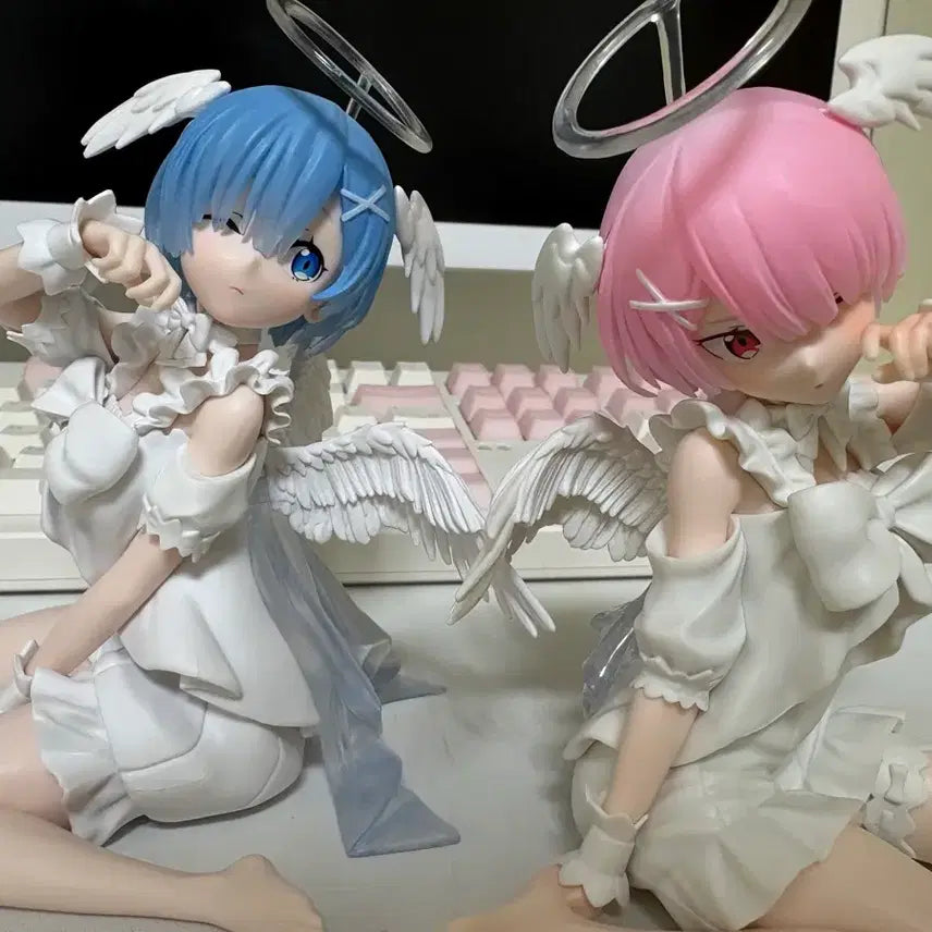 [BUNJANG] Re:Zero Ram &amp; Rem Angel Figure Set / 리제로 렘 람 천사 피규어 세트
