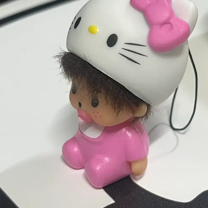 [BUNJANG] Hello Kitty Monchhichi Plush Keychain / 키티 몬치치 인형 키링