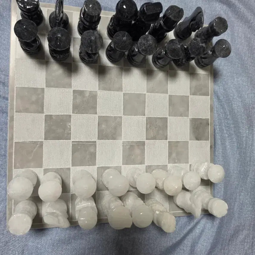 [BUNJANG] Marble Chess Set - Luxury Decorative Piece / 대리석 체스 세트 고급 장식용