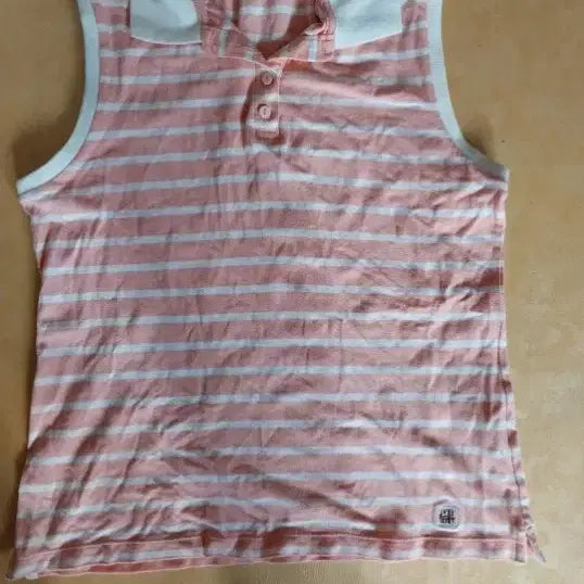[BUNJANG] Missoni Pink Striped Sleeveless Polo Shirt / 미쏘니 분홍색 스트라이프 민소매 폴로티